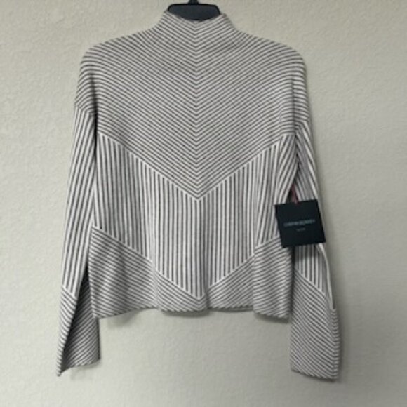 NWT Cynthia Rowley Fitted Mock Turtleneck Striped Sweater - Picture 2 of 9